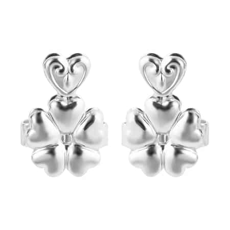 Rhodium Over Sterling Silver Heart and Flower Inspired Earring Lifter Push Backs , Shop LC